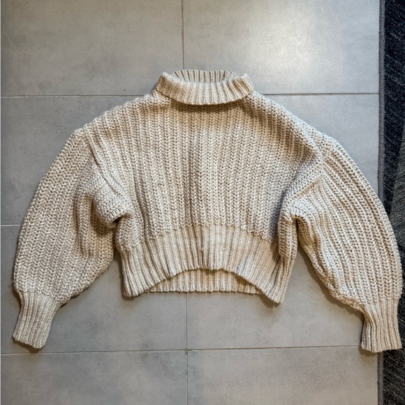 H&M Cream Cowl Neck Sweater with Balloon Sleeves - Picture 3 of 5